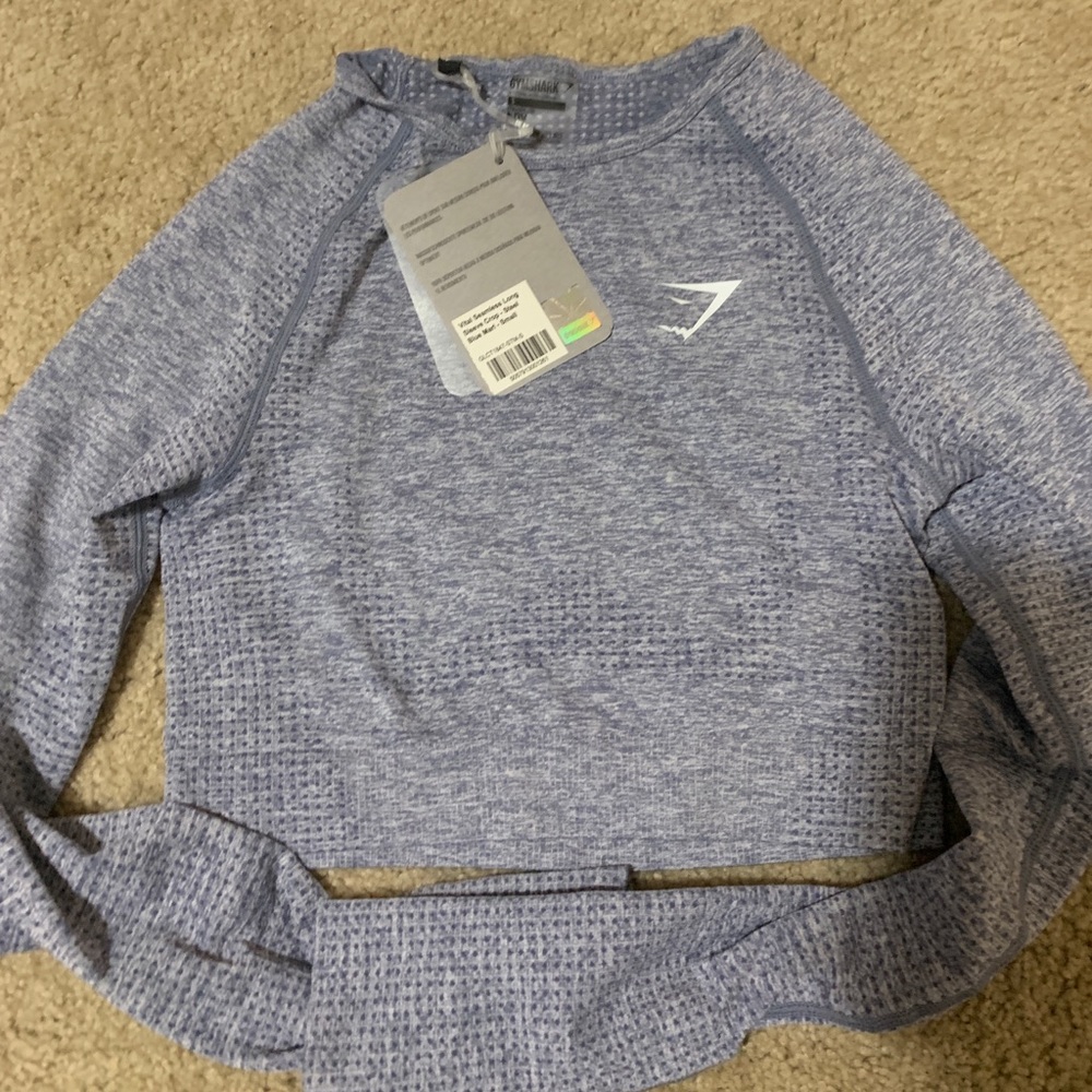 NWT Steel Blue Marl Gymshark Vital LongSleeve Crop